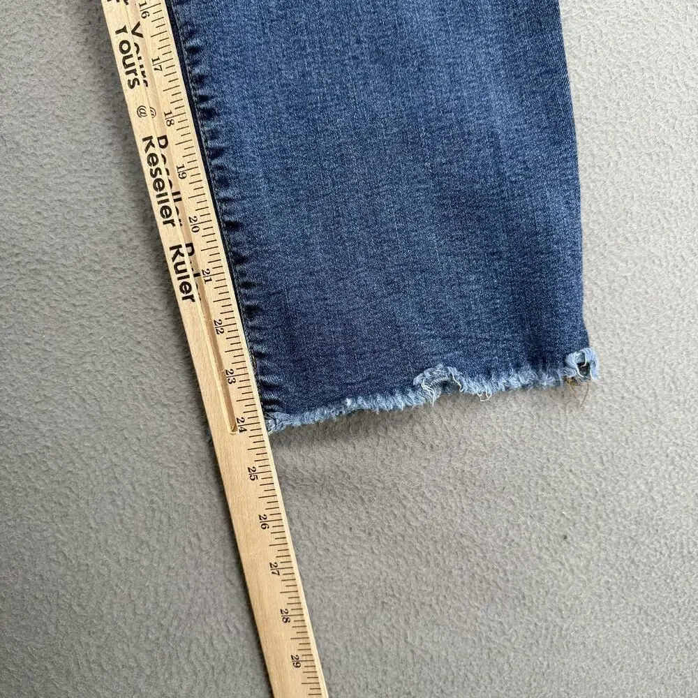 Good American Jeans Womens 20 Plus Blue High Rise Straight Leg‎ Raw Hem Denim